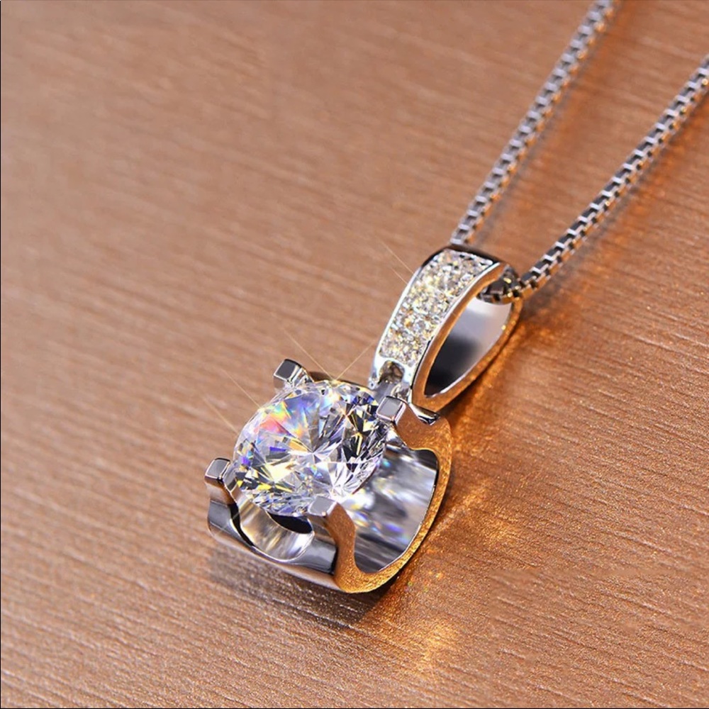 New 925 Silver Women’s Beautiful Diamond Necklace - Picture 3 of 5
